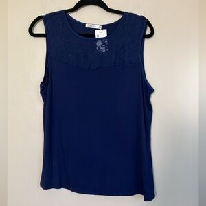 Ricky's tank top sleeveless shell sheer panel floral crewneck size L